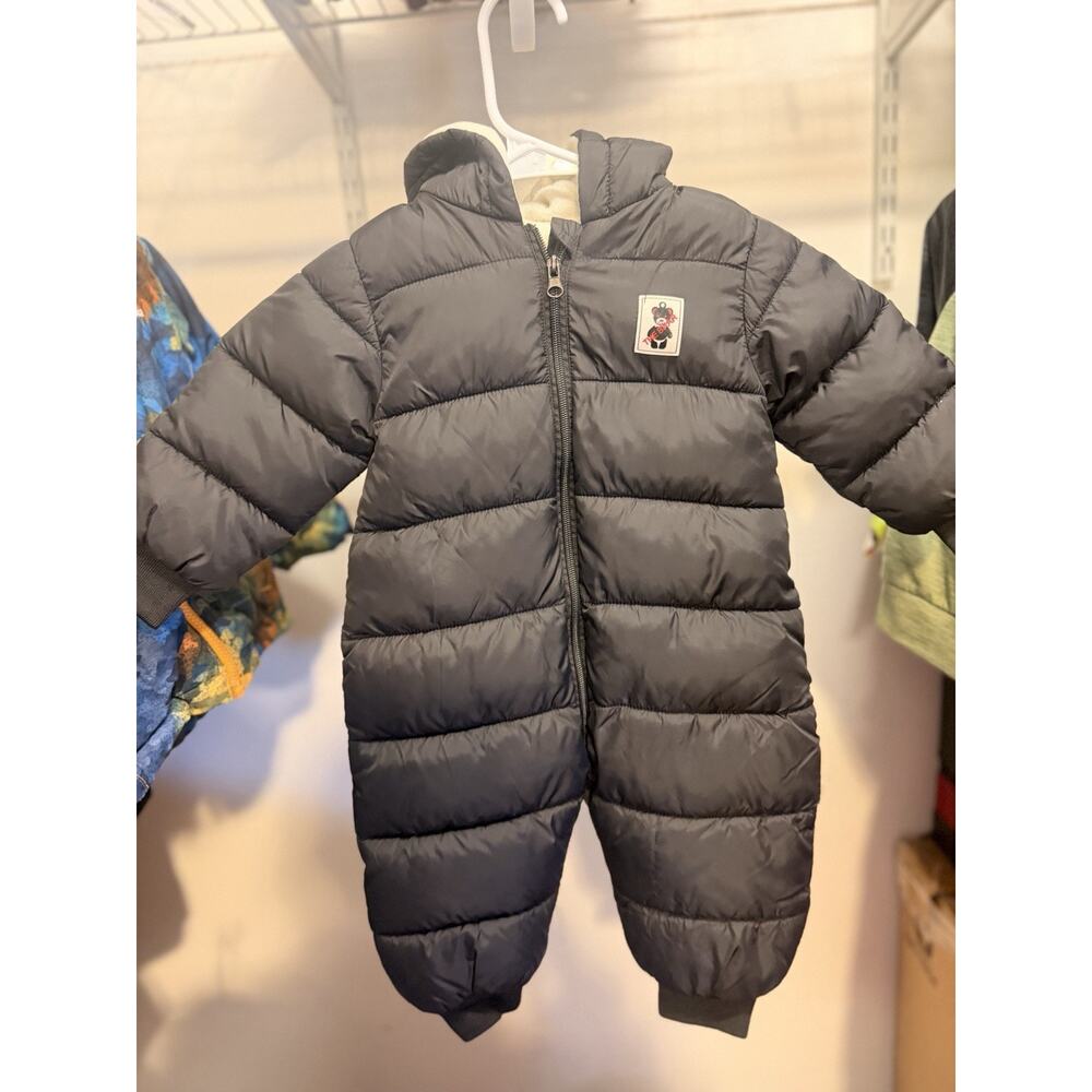 Baby Blue Snowsuit Size 80 Hooded One Piece Winter Suit Bear Ears Zip Up